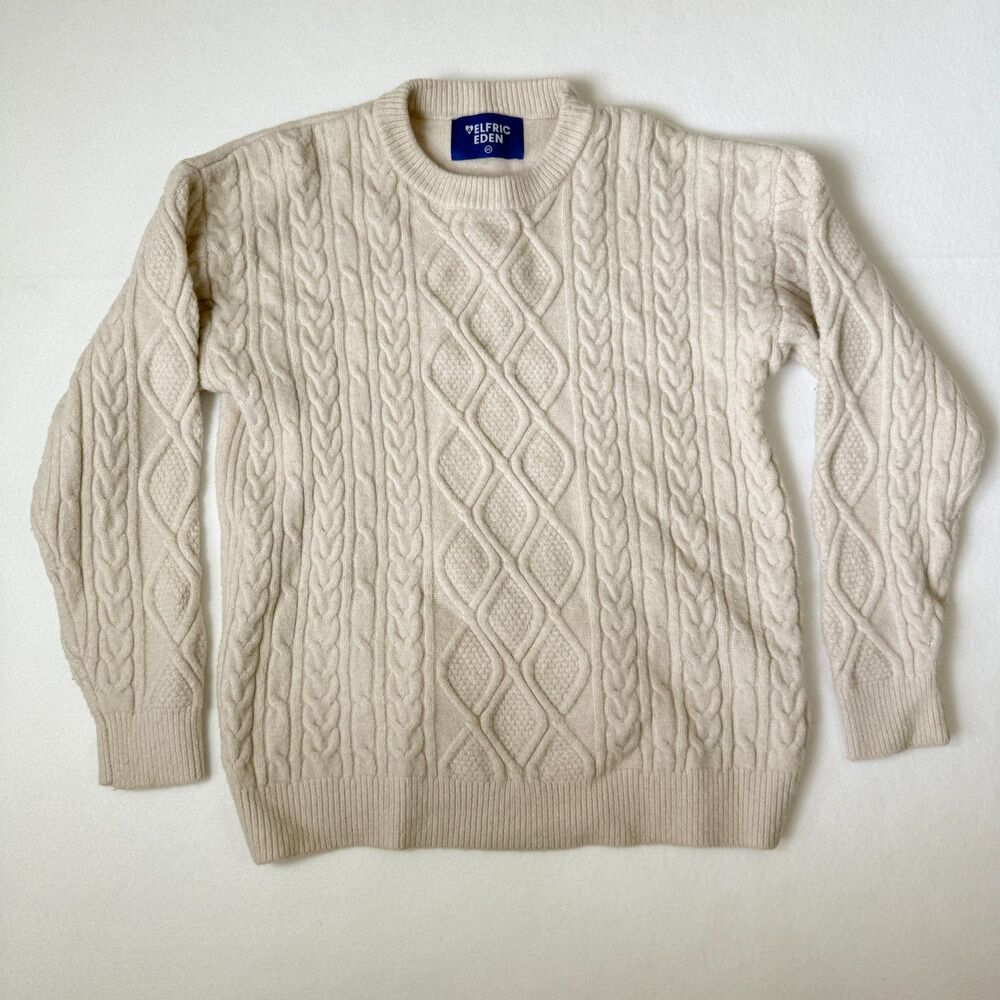 Aelfric Eden XS Ivory Cable Knit Sweater Cream Quiet Luxury Preppy Old Money